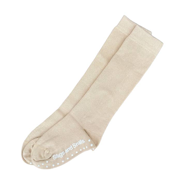 Chaussettes à genoux Block Colour, tons terre, avoine et léopard pour la vente par Slugs & Snails