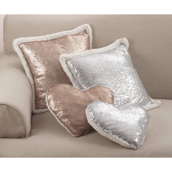 Saro Lifestyle - Wholesale Throw/Decorative Pillow - Sequin + Sherpa Pillow - Poly Filled