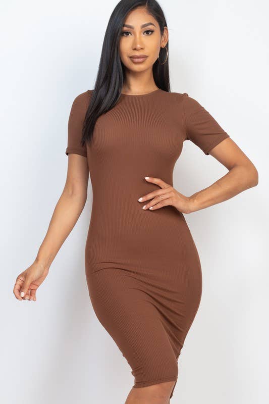 Vanilla Monkey - Wholesale Dress - Women's - Ribbed Bodycon Solid Dress6