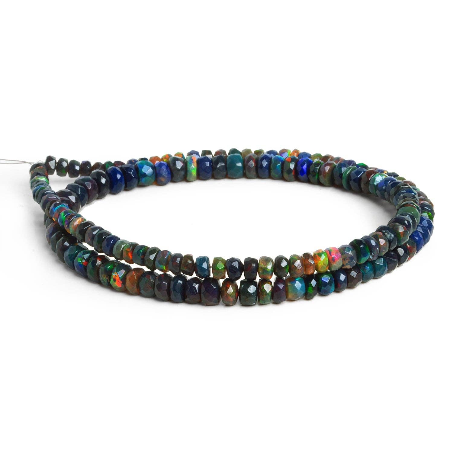 The Bead Traders - Wholesale Beads - 4-6mm Black Ethiopian Opal Faceted Rondelles 16 inch 135 beads3