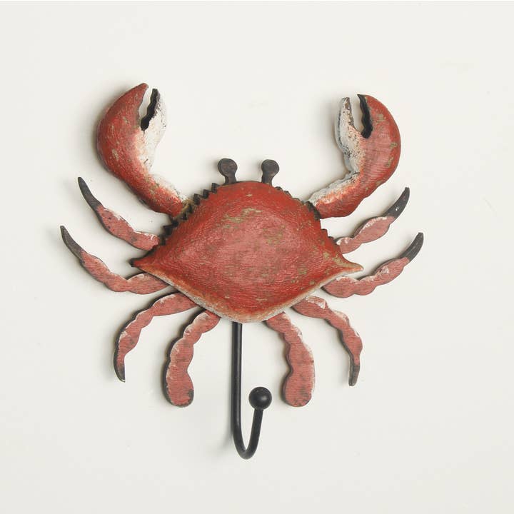 Crochet mural crabe rouge rustique – Décor côtier nautique pour la vente par Originals International Ltd