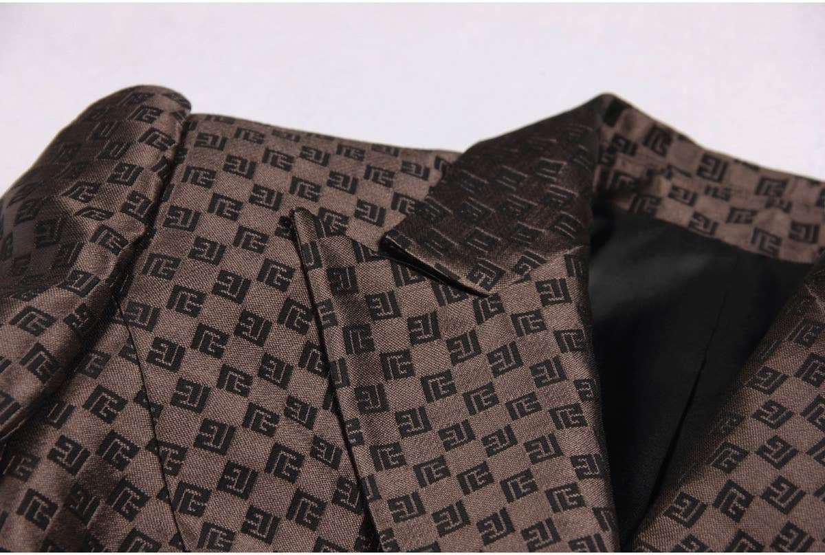 Marron Blazer brodé jacquard femme BL080 en vente sur Faire11