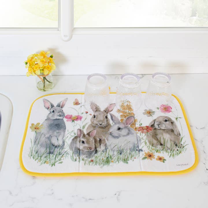 Primitives by Kathy - Wholesale Dish Drying Mat/Rack - Flower Bunny Drying Mat3