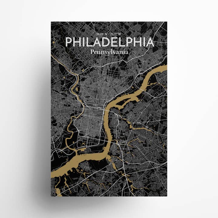 Poster van de plattegrond Philadelphia City voor wholesale door OurPoster.com