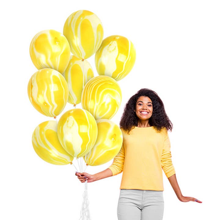 Yellow Marble Balloons - 12 Inch Latex Balloons for wholesale by Treasures Gifted