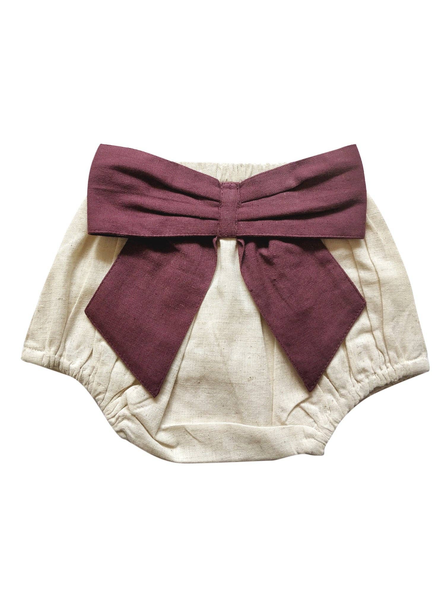 Yo Baby - Wholesale Underwear/Diaper Cover - Baby - Set of 3 - Ivory Diaper Covers with Contrast Bows in Sage, Ochre & Burgundy.3