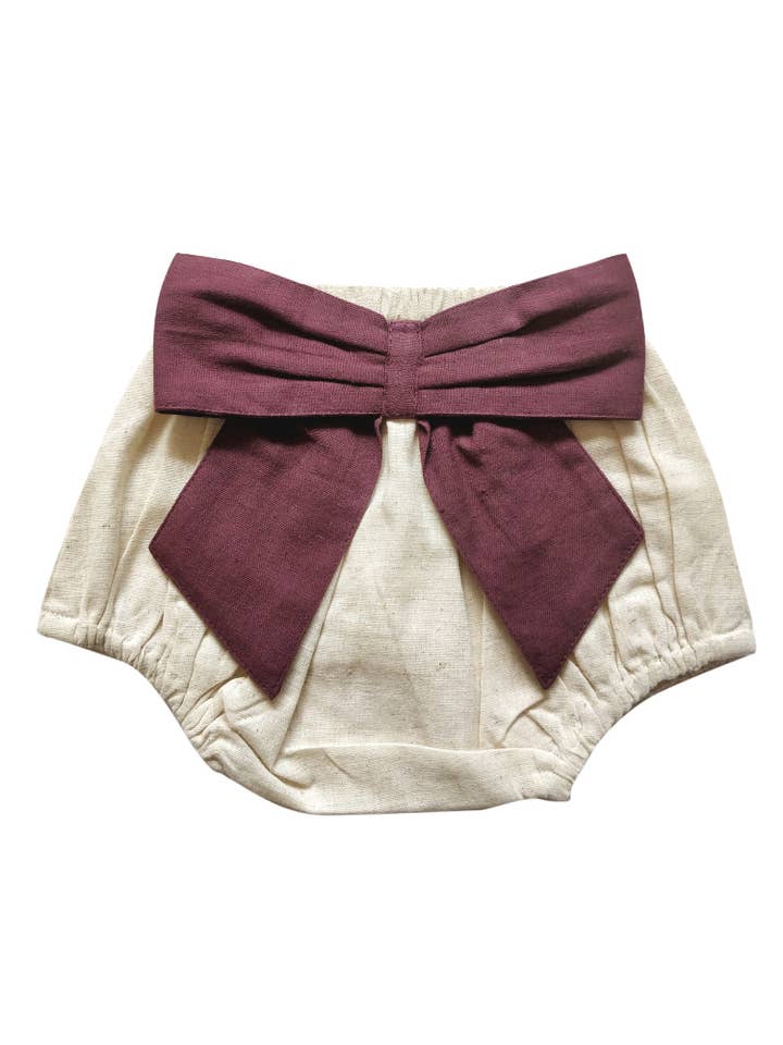 Yo Baby - Wholesale Underwear/Diaper Cover - Baby - Set of 3 - Ivory Diaper Covers with Contrast Bows in Sage, Ochre & Burgundy.3