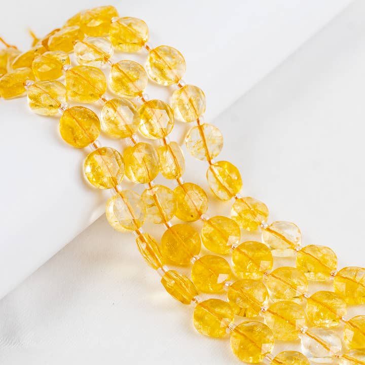 Soothing Crystals Beads - Wholesale Beads - Heishi Disc Beads | Citrine Heated | Flat Crystal Beads