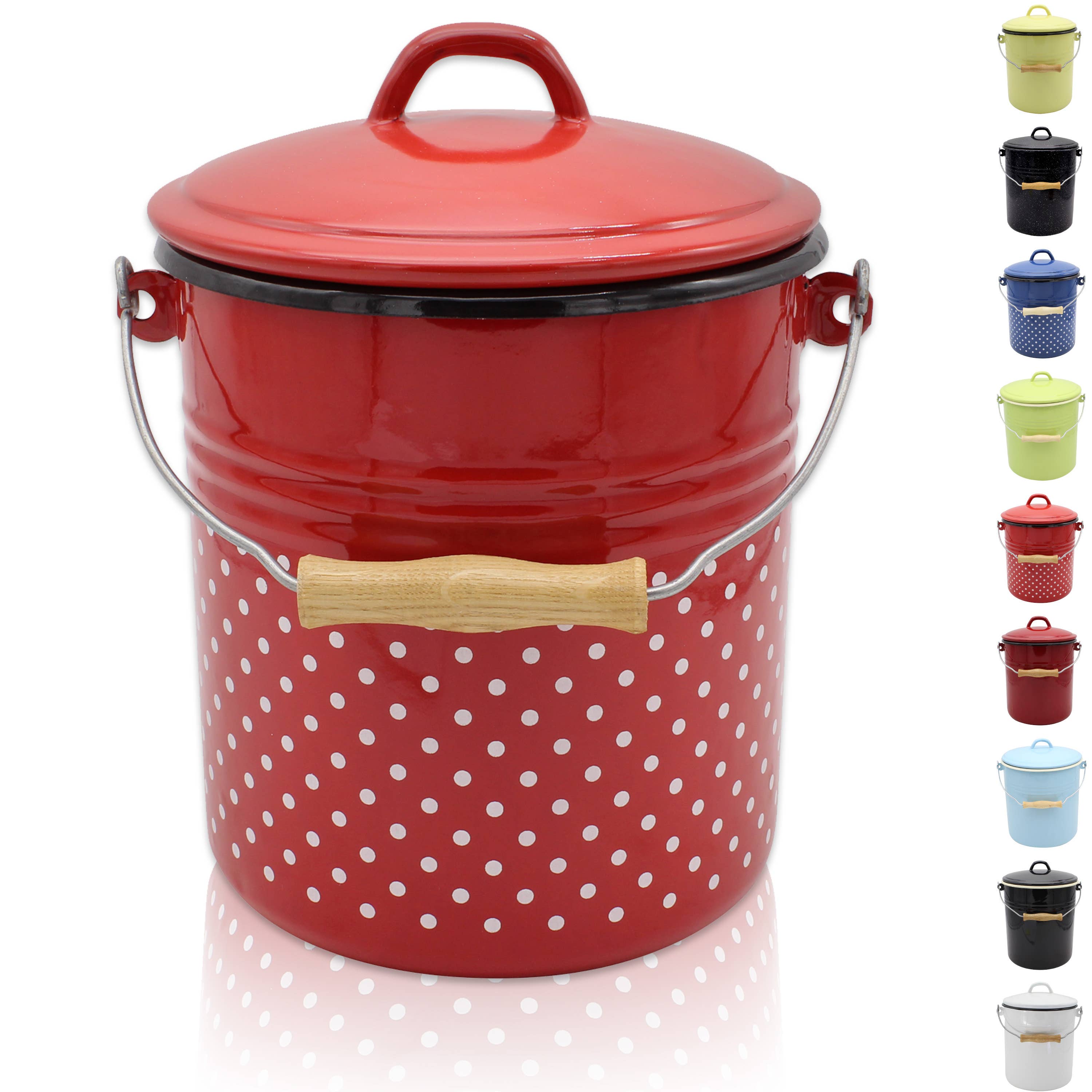 Karl Krüger – wholesale Papperskorg/papperskorg – Karl Krüger Rio emaljerad hink med lock, 5 liter0