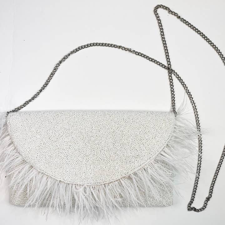 MKay Style – wholesale Clutch bag – women's – White Clutch Bag, Wedding Clutch, White Beaded Clutch Purse
