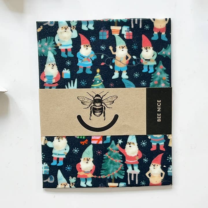 Bee Nice Goods - Vendita all'ingrosso Involucro/sacchetto per alimenti - Pellicola alimentare riutilizzabile in cera d'api - Gnome Party1