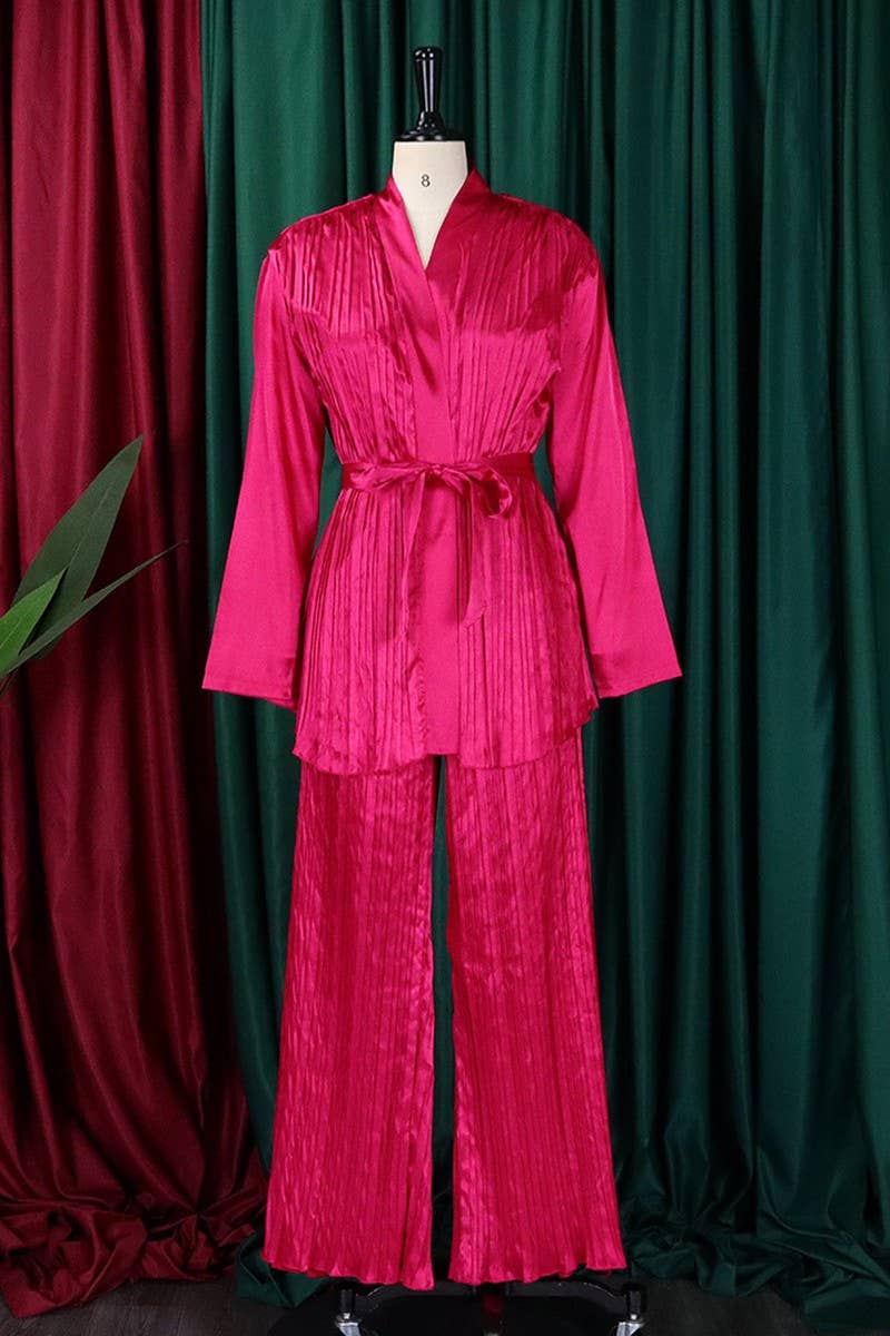 NINEXIS - Wholesale Top & Pant Set (NOT Loungewear) - Women's - CWSTB0523_PLUS SIZE  LACE UP SHIRT  TROUSERS TWO-PIECE SET7