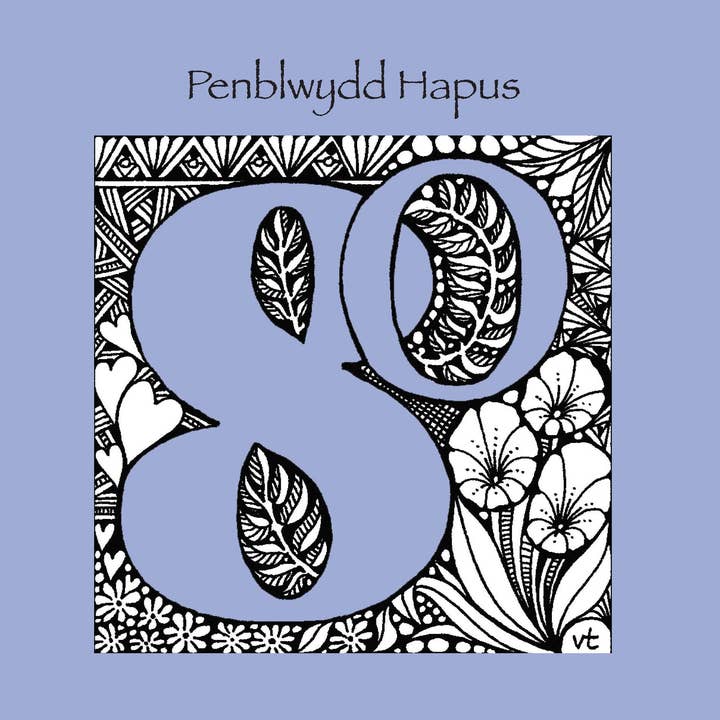 Penblwydd Hapus (Happy Birthday) 80 Floral for wholesale by Alff a Bet Design