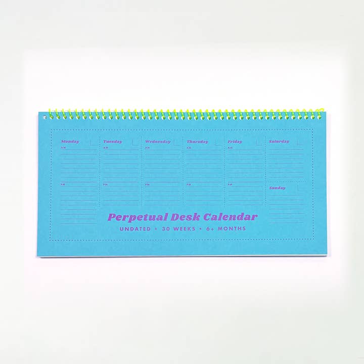 Perpetual Desk Calendar - Undated - Aqua for wholesale by Next Chapter Studio