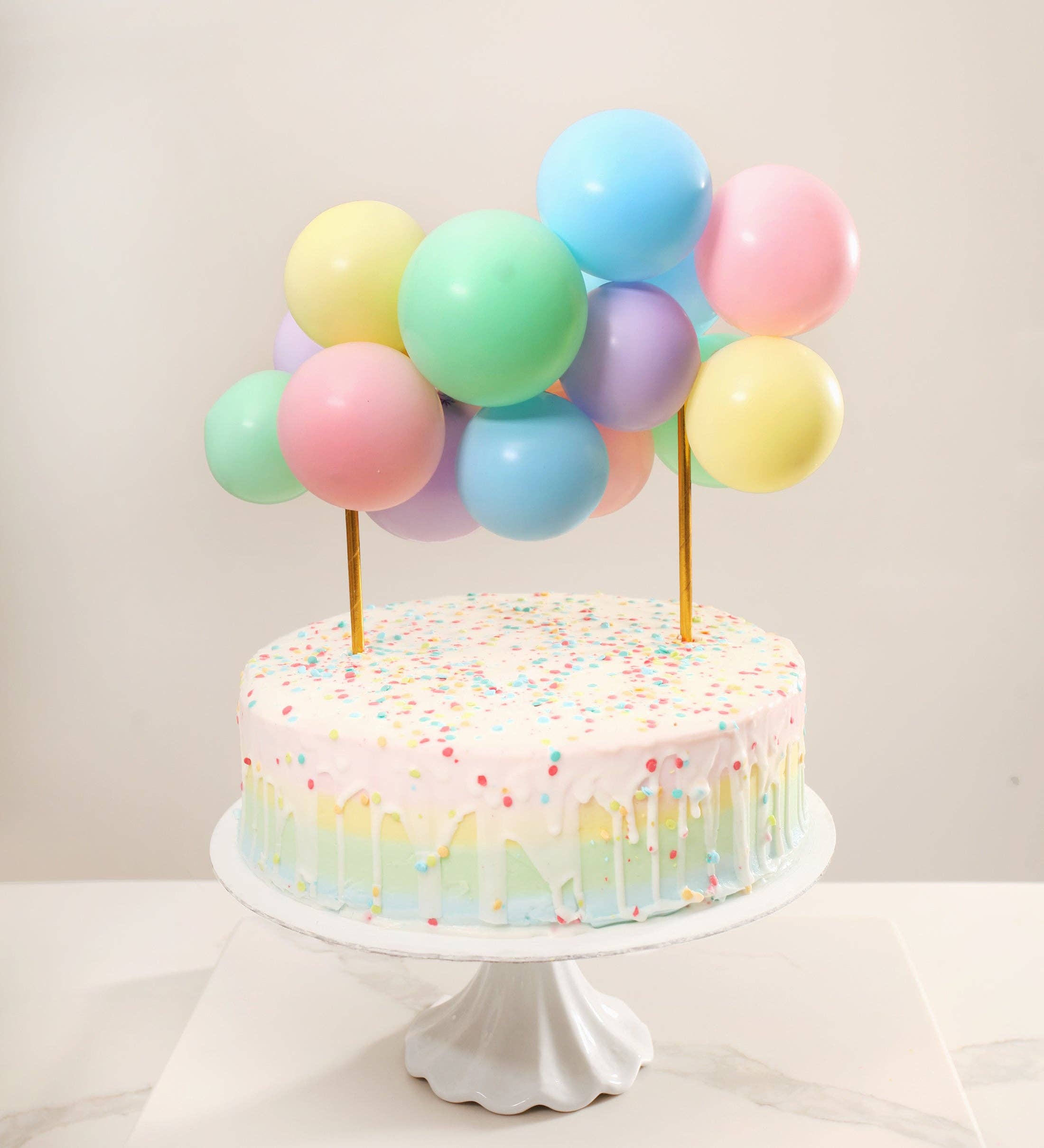 Ellie's Party Supply - Vente Décoration pour cake/cupcake - Kit mini ballon arc-en-ciel pastel pour gâteau4