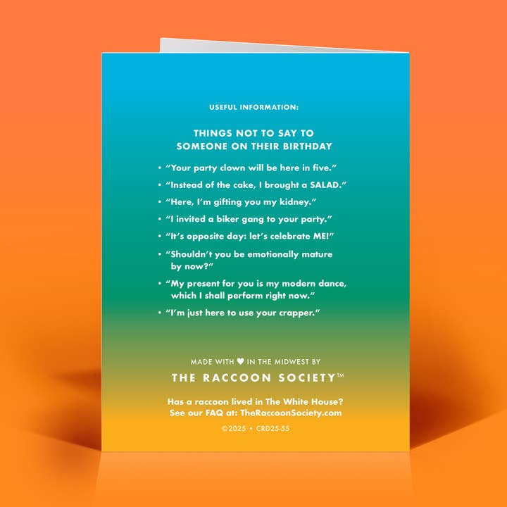 The Raccoon Society - Wholesale Birthday Card - F Is For Freaking Out Birthday Card1