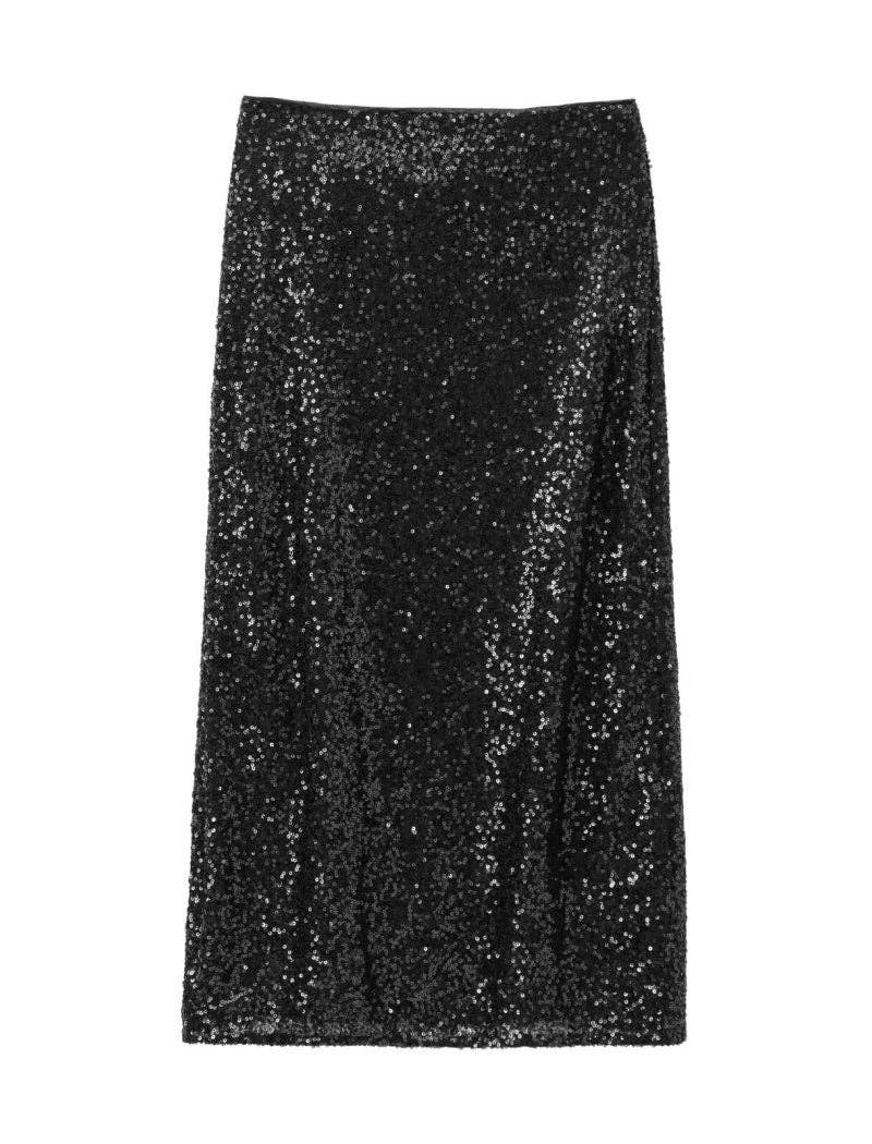 safistyle - Wholesale Skirt - Women's - Sequin Wrap Midi Skirt with Side Tie3