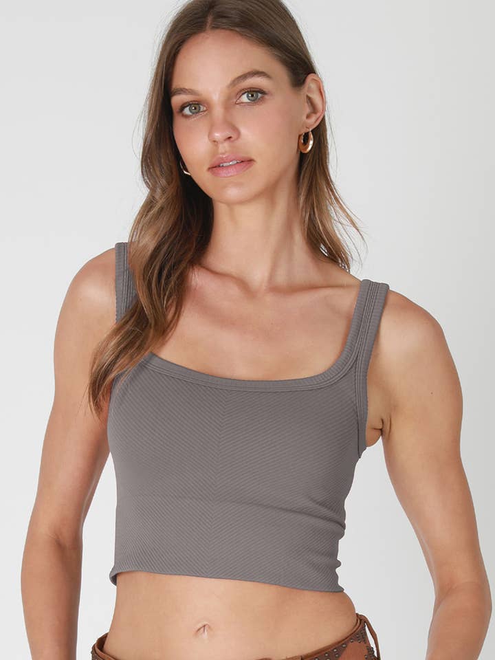 NS7801 - Chevron Ribbed Crop Top for wholesale by NIKIBIKI