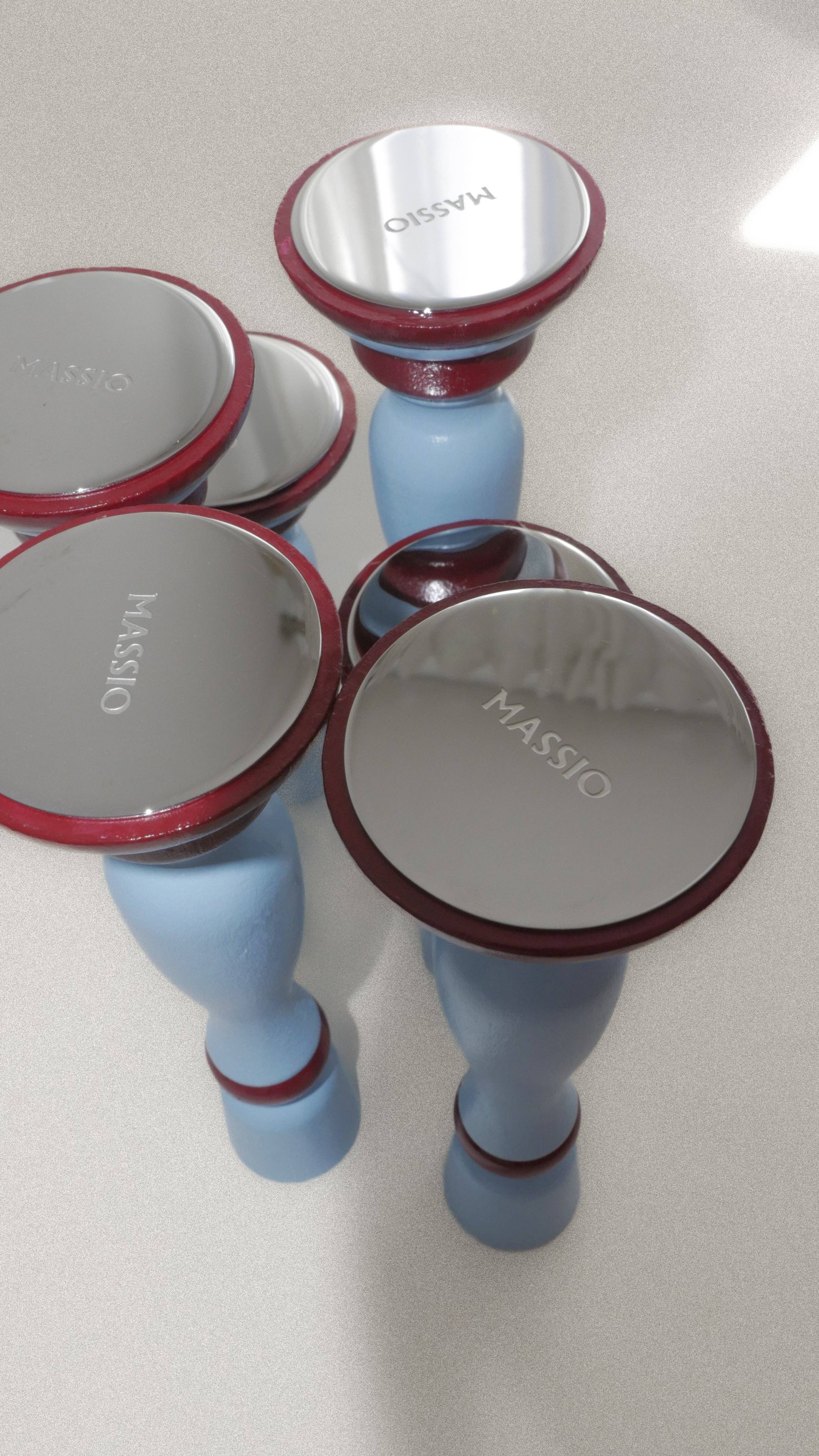 Massio Concept - Wholesale Candle Holder - Classic Blue and Burgundy Wooden Candle Holder - BLUVINO (Set of 2)1