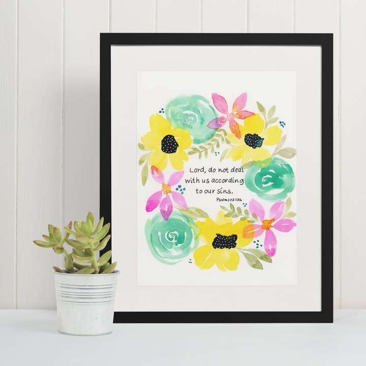 Psalm 103:10a Watercolor Illustration for wholesale by Mary Reichter