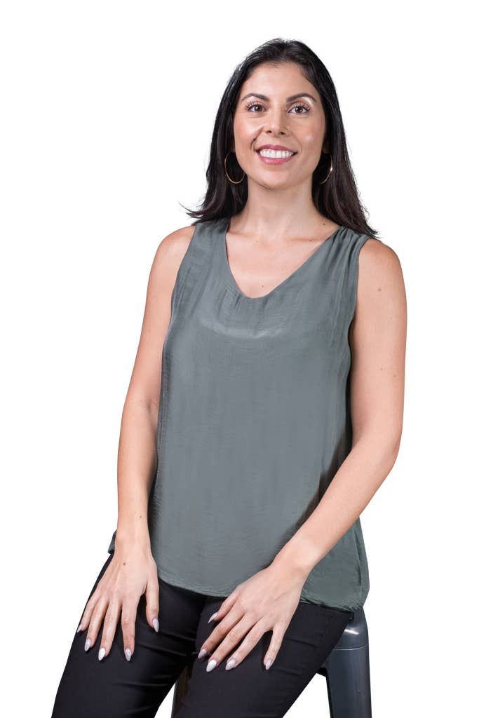 TINA Stephens Italy/Tees By Tina - Wholesale Tank Top - Women's - Dina Silk V-Neck Tank (BT204)6
