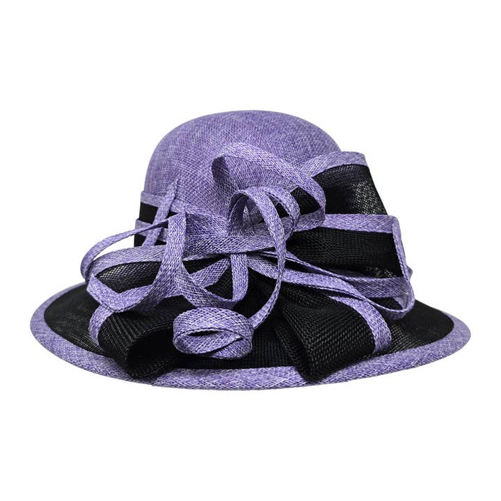 Sensibling Corp. - Wholesale Straw Hat - Women's - Two Tone Bow Accent Elegant Sinamay Dressy Hat11