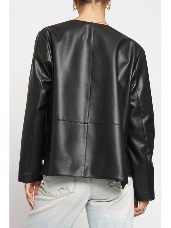 FAUX LEATHER SHORT JACKET for wholesale by Lemon Tree
