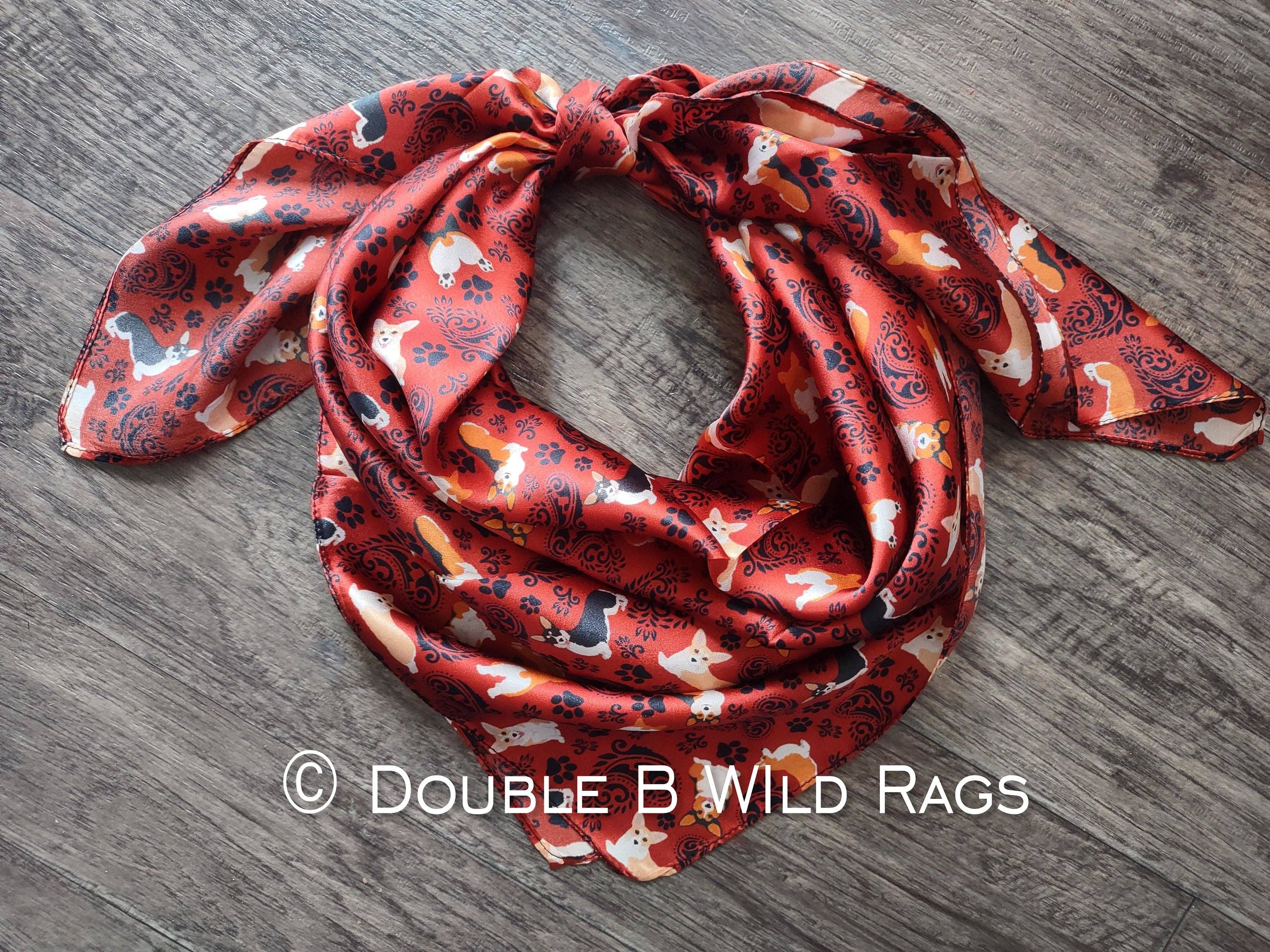 Double B Wild Rags – Engroshandel Tørklæde - Dame – Vildt Tørklæde 100% SILKE 827 Rød Corgi Paisley Cowboy Western Halstørklæde Bandana af Double B Wild Rags0