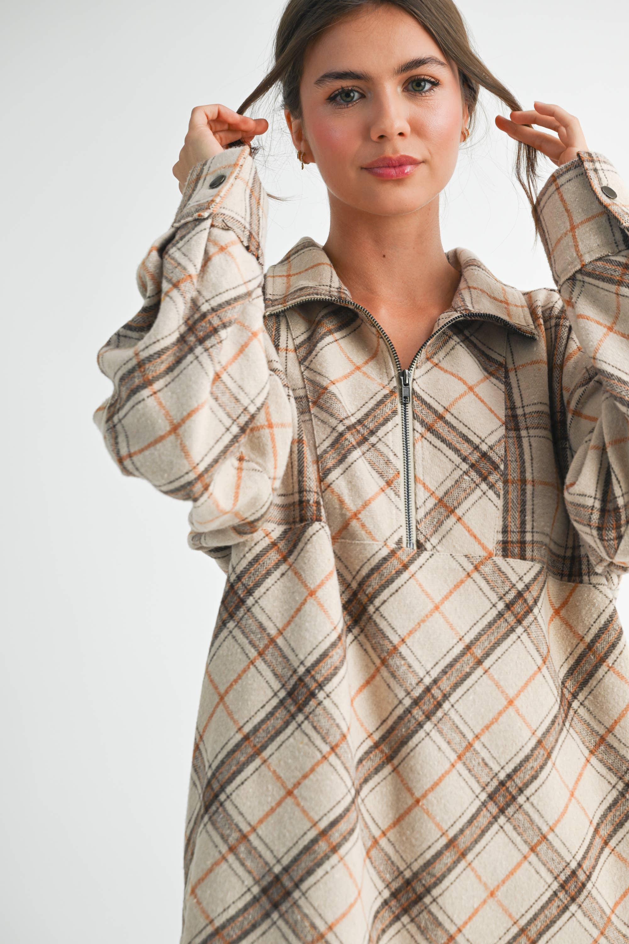 AEMI + CO - Wholesale Sweatshirt - Women's - 8421EK Mya Plaid Pullover 129