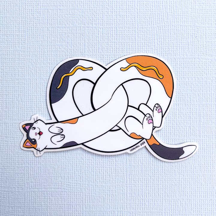 Pretzelkat - Calico Vinyl Sticker voor wholesale door Geekly Whimsical