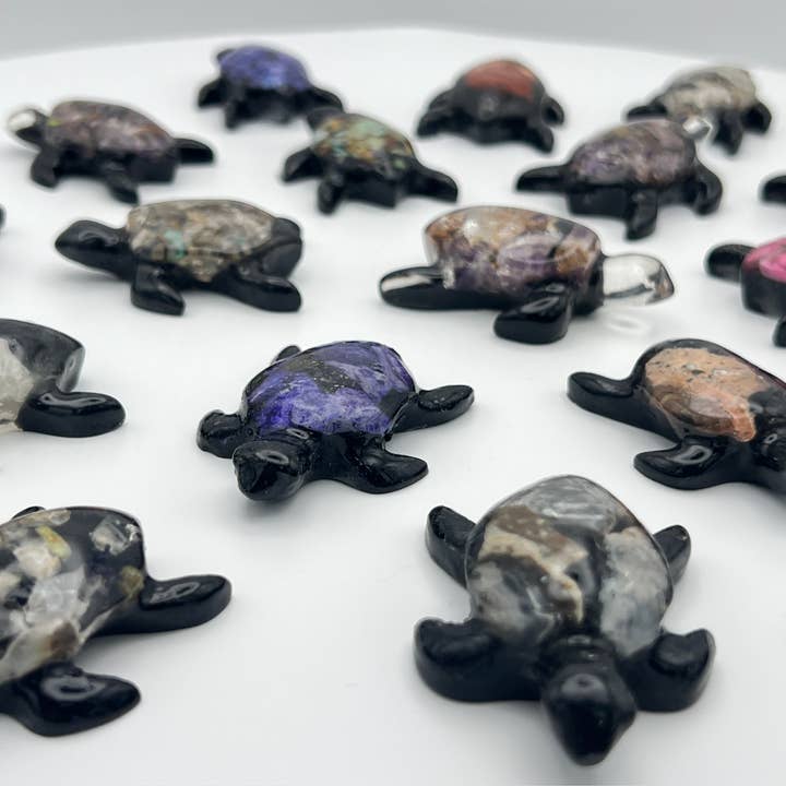 Loose Neck Land - Wholesale Decorative Figurine - Semi-Precious Stone Turtles4