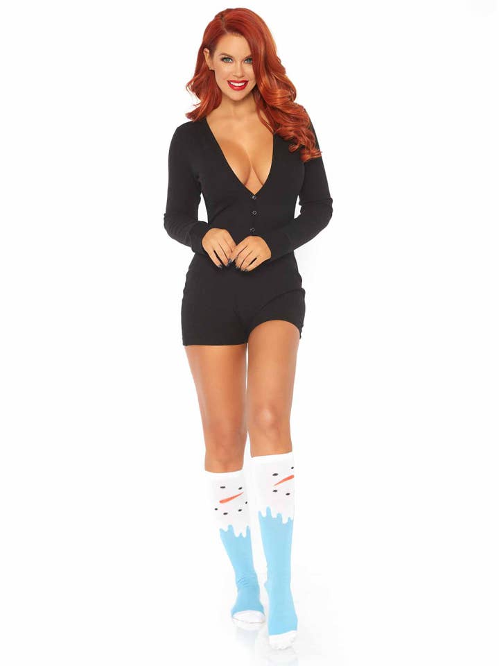 Leg Avenue - Wholesale Lounge Romper - Women's - Sweet Dreams Long Johns Romper7