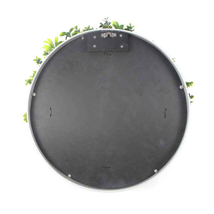 Designer Plants AU - Wholesale Artificial plant - Slimline Flowering White Artificial Green Wall Disc UV Resistant 50cm (Black Frame)6