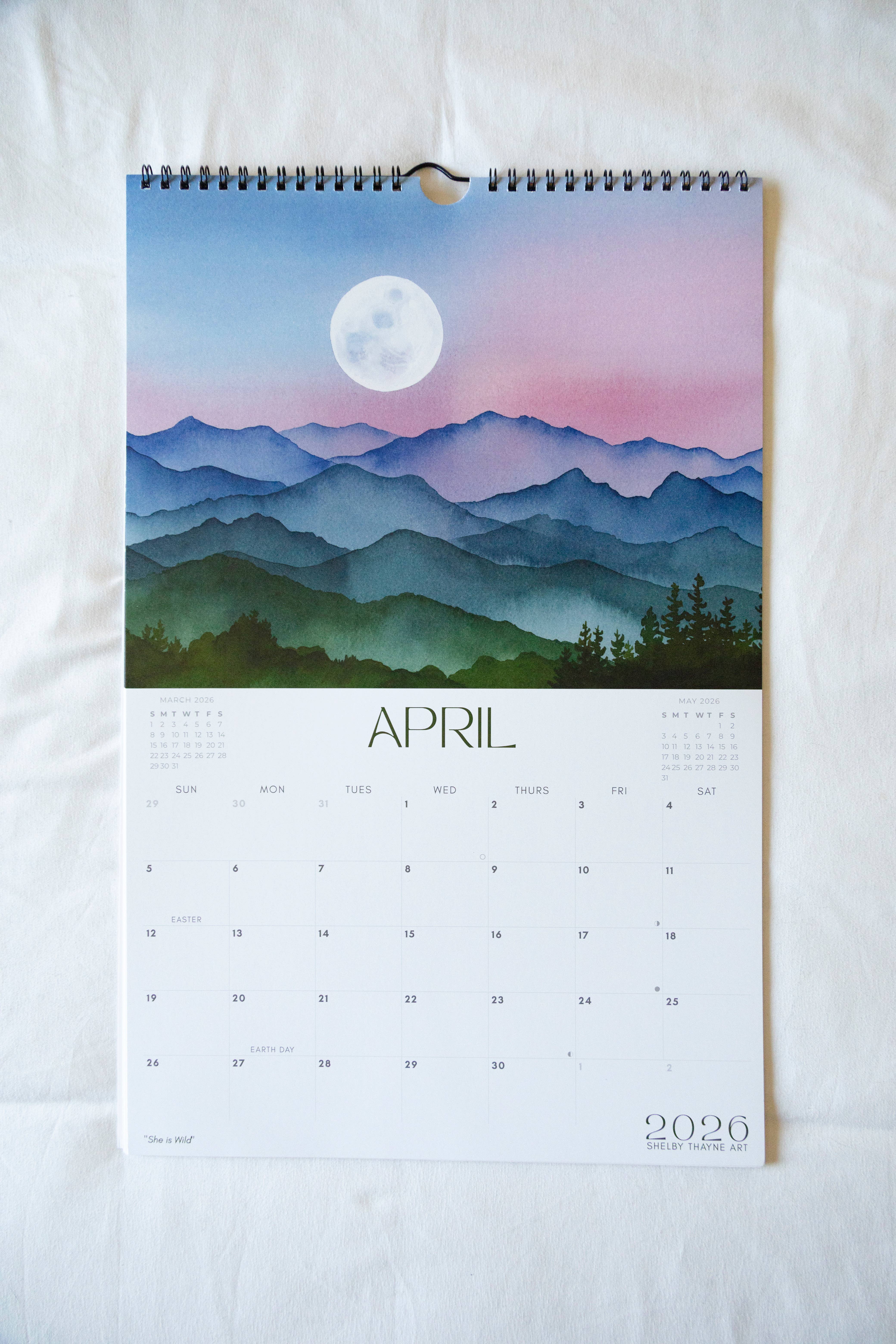 Shelby Thayne Art - Wholesale Calendar - 2026 Mountain Nature Calendar | Hanging Wall Calendar3