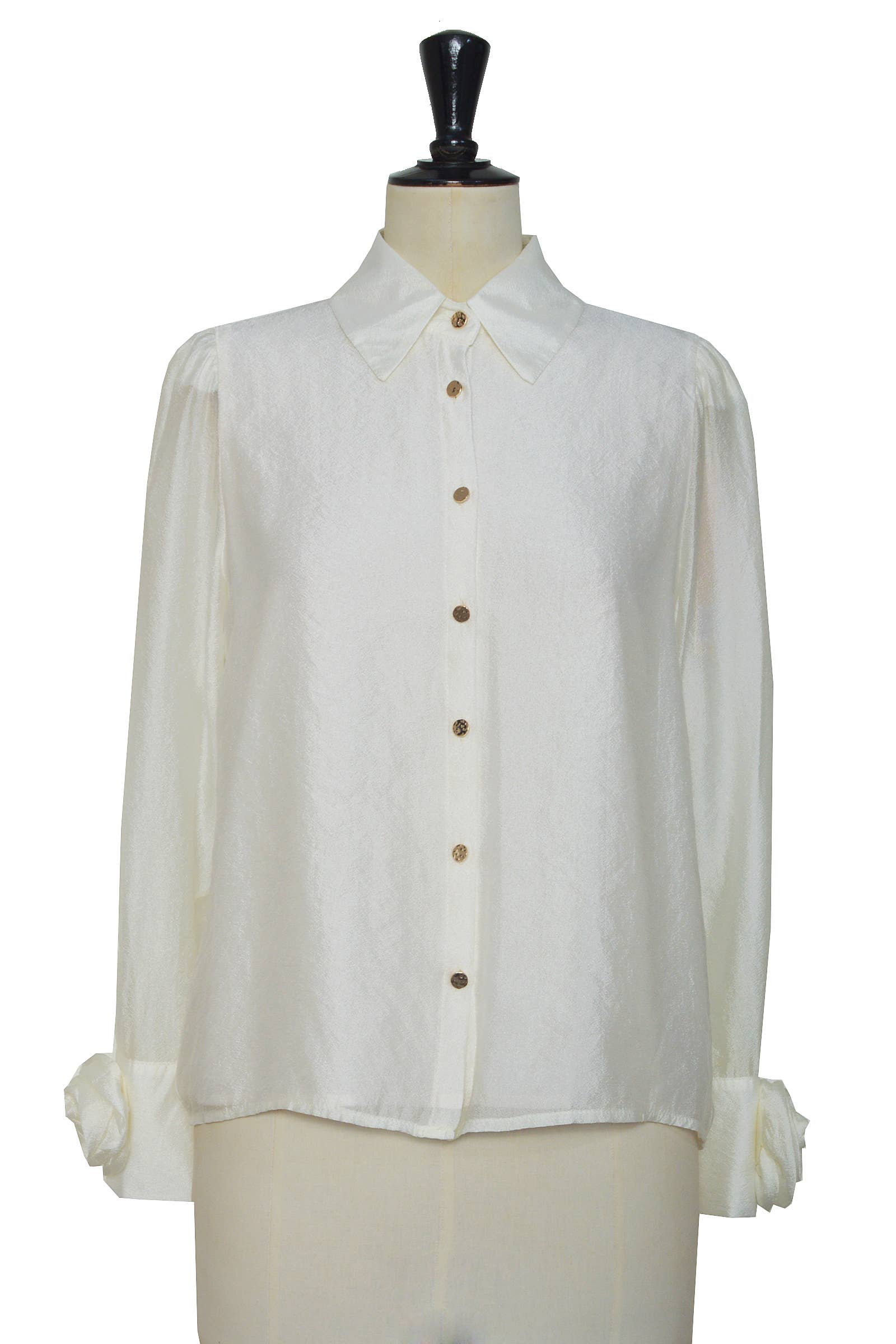 ELLI WHITE - Wholesale Button Down Shirt - Women's - Long-sleeved blouse with floral cuffs4