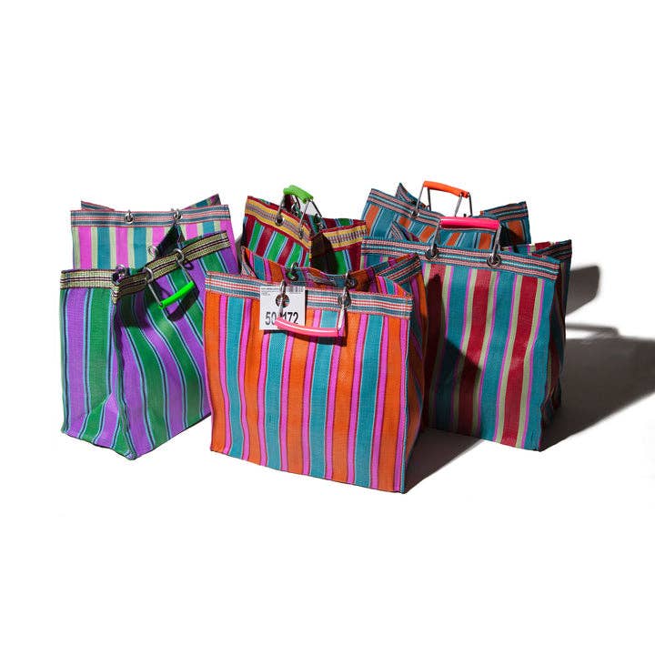 Puebco - Wholesale Grocery/Shopping Bag - RECYCLED PLASTIC STRIPE BAG - Square9