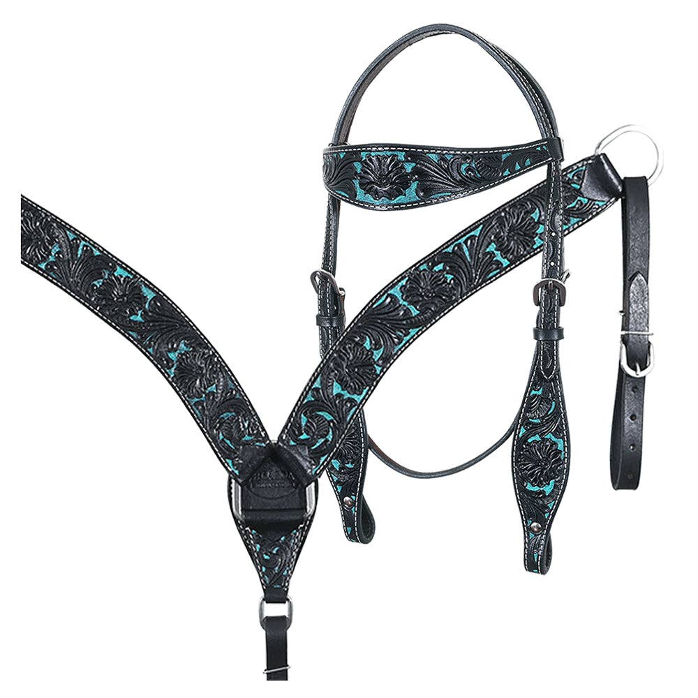 HILASON - Wholesale Horseback Riding Gear - HILASON Western Horse Headstall Breast Collar Set Tack Genuine American Leather | For Horses Headstalls241