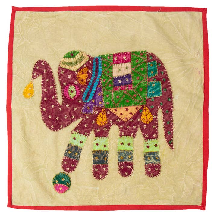19 inch Decorative Pillow with Elephant Applique (insert included) for wholesale by Global Crafts