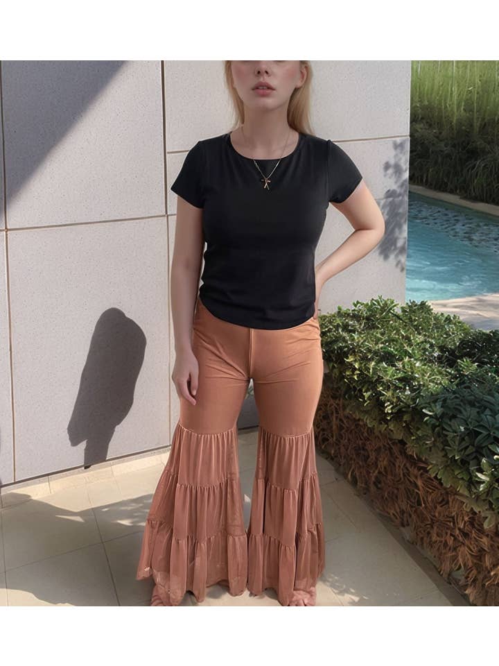 Mocha MK712 Mesh Ruffled Bell Pants for wholesale on Faire