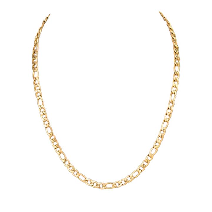 Collier à maillons Figaro en acier inoxydable à coupe diamant pour la vente par LA Jewelry Plaza