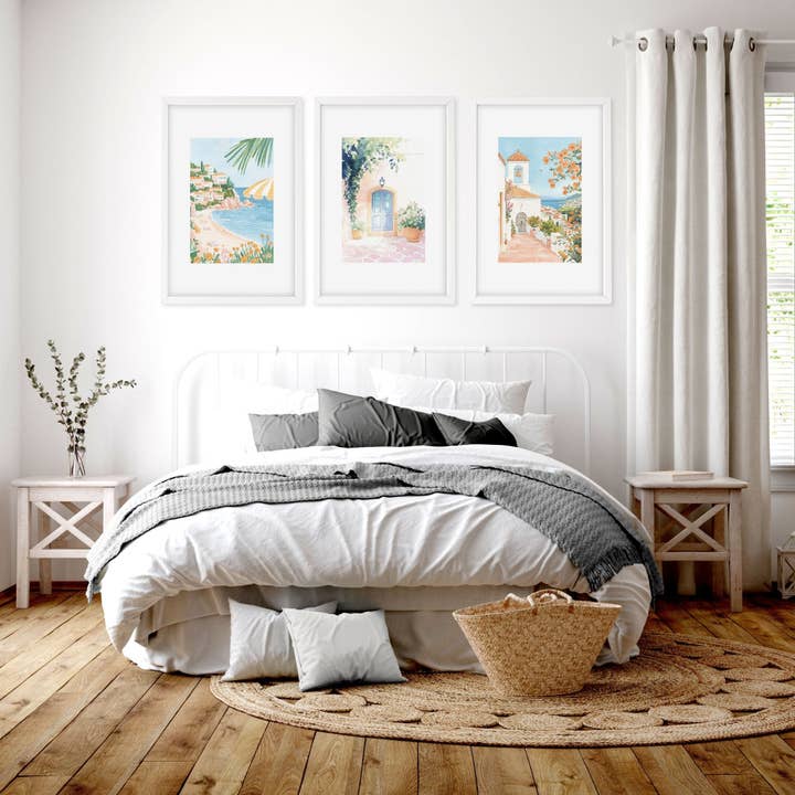 Wandkunst Groß Gerahmt | Set aus 3 Stranddekor Wandkunst Drucken für den Großhandel von About Wall Art