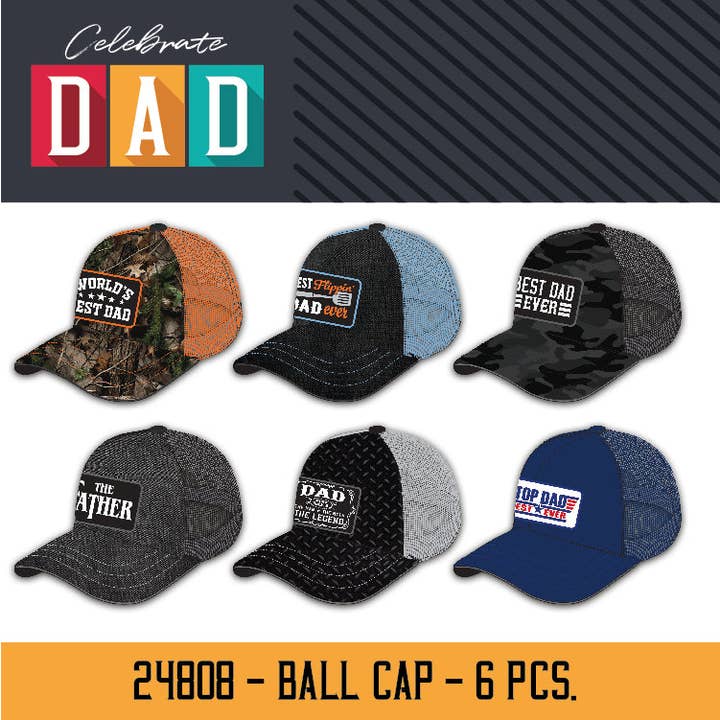 Father's Day Dad Theme Trucker Hat Assortment- 6/Pack for wholesale by Novelty Closeout