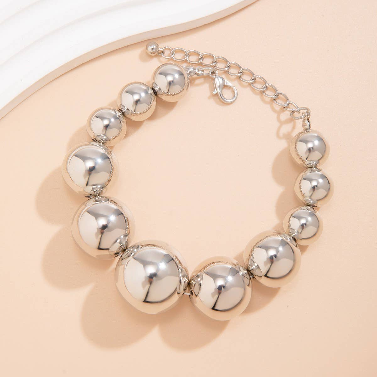 ACCITY - Wholesale Jewelry Set - VINTAGE MINIMALIST LARGE BEADED NECKLACE BRACELET_CWAJE117210