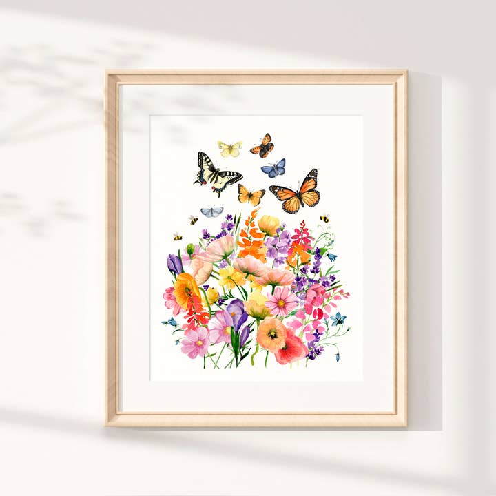 NorthHouse Creative Co. - Wholesale Art Print - Butterfly Florals Watercolor Painting Art Prints5