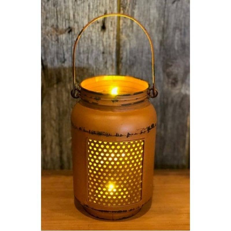 DNS Designs - Wholesale Lantern - Orange Distressed LED Mason Jar Light Large0