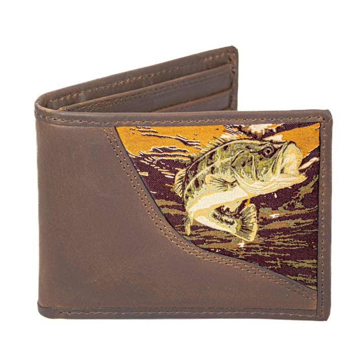 Bass Men's Bifold Woven Patch Leather Wallet. for wholesale by Zep-Pro