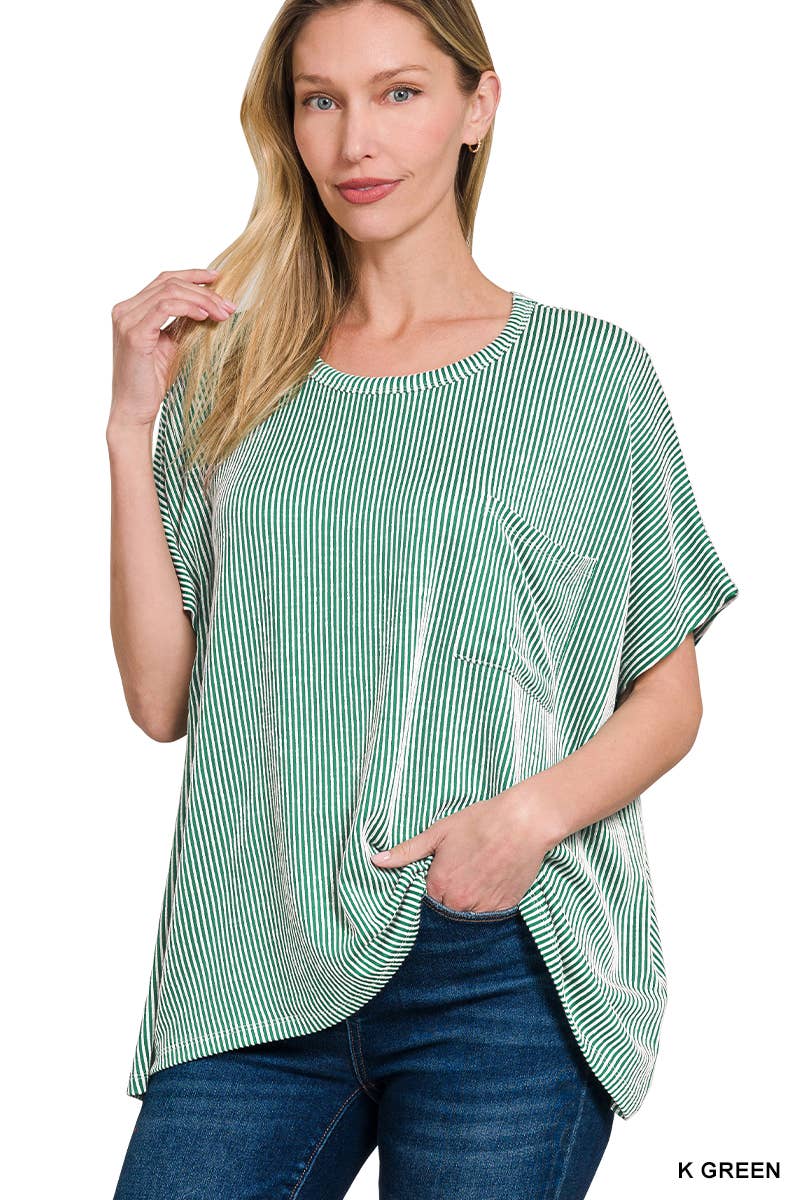 42POPS – wholesale Stickad topp - Dam – .SI-27212 Ribbad Oversized Kortärmad Topp16