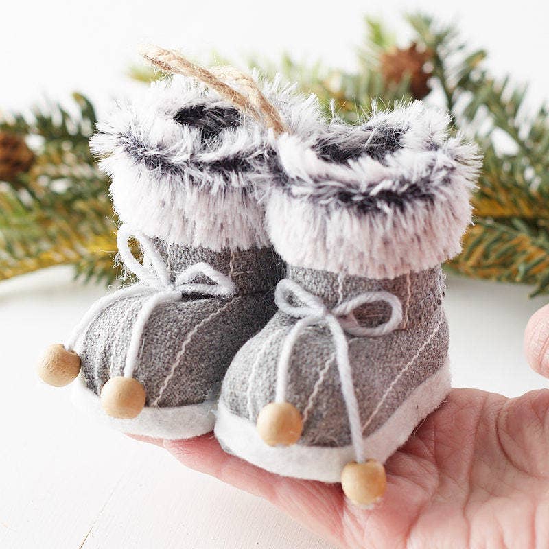 Factory Direct Craft - Wholesale Christmas Decoration - Decorative Grey Snow Boot Hanging Ornament2