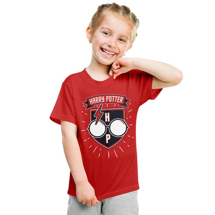 Red Harry Potter Patch Kids Tee for wholesale on Faire1