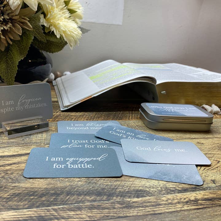 Who God says I am Nature Bible Verse Cards in Tin for wholesale by Dear Bold Believer
